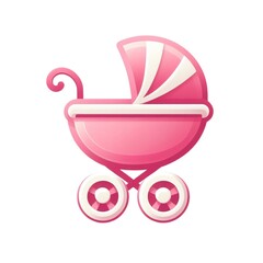 baby pink carriage flat illustration isolated on white