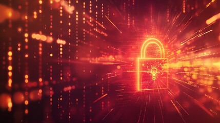 Cyber security symphony featuring a radiant padlock harmonizing with a background of dynamic binary patterns - Powered by Adobe