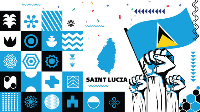 Independence Day of Saint Lucia vector illustration. Suitable for greeting card, poster and banner