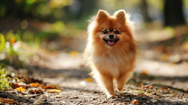 A friendly and sociable Pomeranian dog with a fluffy coat  AI generated illustration