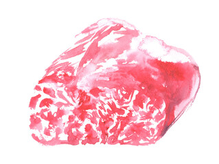 水彩で描いた牛肉　サーロイン　ロース芯のイラスト