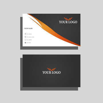 Stylish minimalist business card. In gray and orange tones