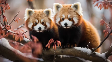 Schilderijen op glas red panda eating © qaiser