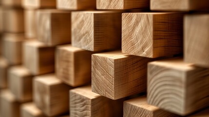 Detailed image portraying the delicate stacking of wooden blocks, symbolizing the thoughtful stages in the business development and growth success process, against a background providing ample space f