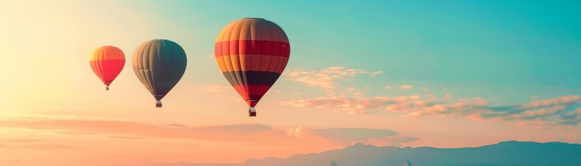 Obraz premium Hot air balloons clear sky