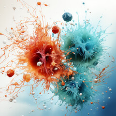 Explosive Paint Splash in Orange and Blue Hues


