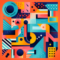 Abstract geometric patterns in bold contrasting colors