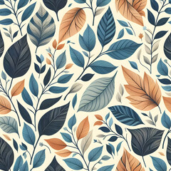 seamless background with leaves  pattern, seamless, leaf, vector, wallpaper, floral, autumn, flower, nature, design, illustration, texture, art, decoration, leaves, plant,Ai generated 