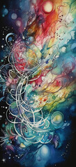 Abstract Cosmic Artwork with Swirling Colors and Lights

