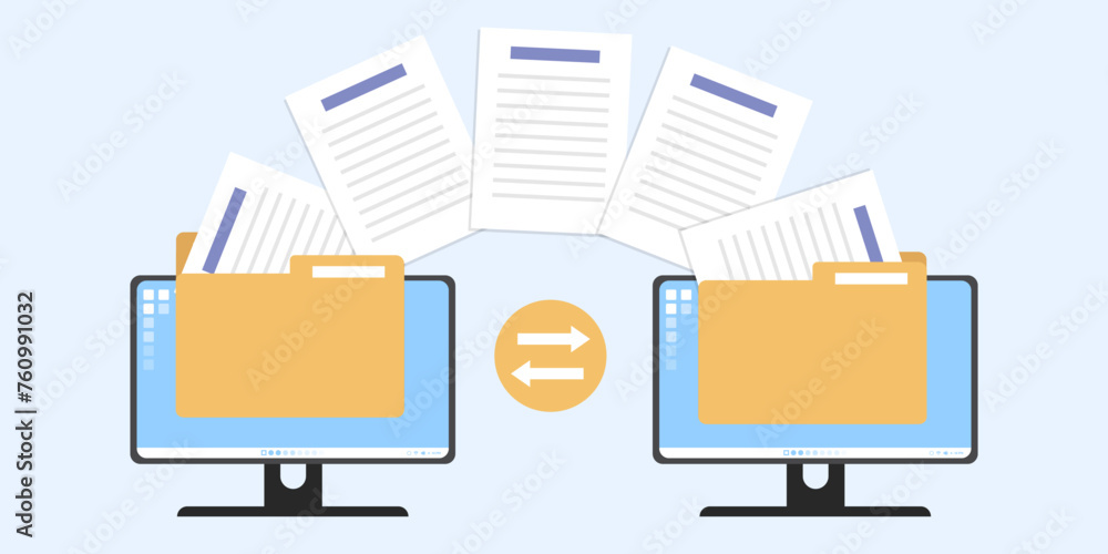 Poster documents file transfer from computer screen, transfer data by monitor display, sheet paper transfer