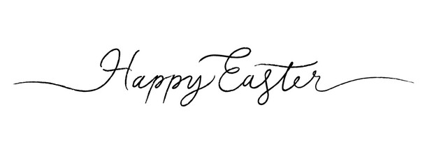 Happy Easter day calligraphy and brush pen lettering. Hand drawn holiday ink illustration. Isolated on white. Design for greeting card text, invitation, poster. Modern style typography background. - 760991863