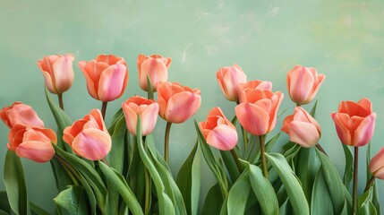 Fresh Spring Tulips With A Vintage Feel, Perfect For Elegant Floral Themes: Floral Beauty, Vintage Charm, Springtime Elegance, Timeless Appeal, Classic Decor, Botanical Delight, Vintage Aesthetic.