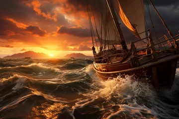 Rolgordijnen A Sunset Journey Through Stormy Skies © Pixel Alchemy