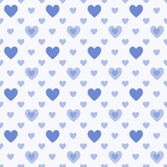 Seamless blue pattern with hearts.Love illustration
