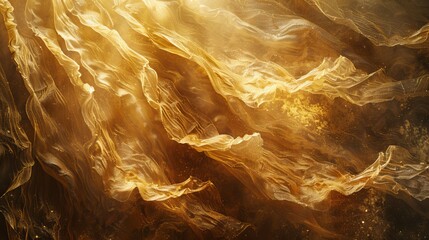 Abstract Golden Silk Texture in Ethereal Light