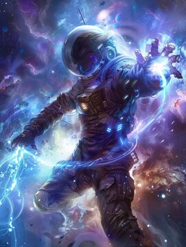Fantasy art of a spaceman summoning cosmic energy