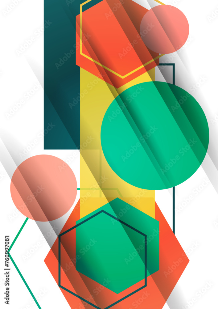Poster abstract background from geometric shapes of circles, rectangles, hexagons. element for business bro