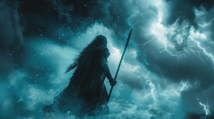 Warrior's Stand Against the Stormy Cosmo