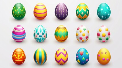 Fototapeta na wymiar Colorful 3D Easter icon collection set isolated on a transparent or white background, festive design