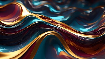 Technological advancement in metallic abstract wavy liquid background layout design.