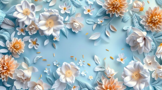 3d illustration and 3d rendering, Colorful seamless flowers for wallpaper and background design.