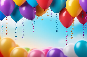 colorful balloons with happy celebration party background