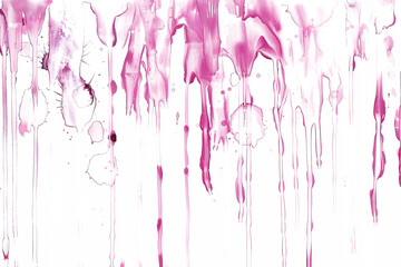 Pink watercolor drip pattern on white background.