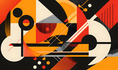 Bold graphic design poster with geometric shapes, Generative AI