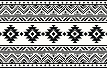 Papier Peint photo Style bohème Ethnic tribal Aztec black and white stripe background. Seamless tribal pattern, folk embroidery, tradition geometric Aztec ornament. Tradition Native and Navaho design for fabric, textile,  rug, paper