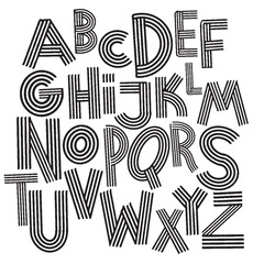 Alphabet Typography Design in Black and White,Illustration Vector . - 761005249