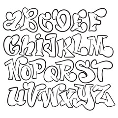Curvy and Fluid Graffiti Alphabet, Illustration Vector.