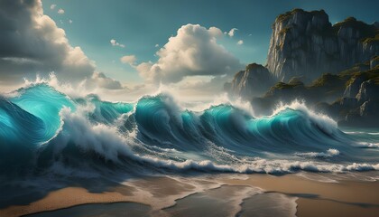 Ocean waves on a beach