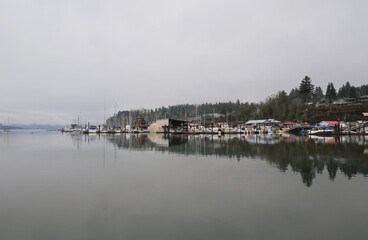 Fototapeta premium Cowichan Bay during a winter season on Vancouver Island in British Columbia, Canada 