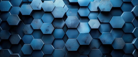 dark blue hexagon technology futuristic abstract modern background blue honeycomb, Desktop Wallpaper Backgrounds, Background HD For Designer - obrazy, fototapety, plakaty