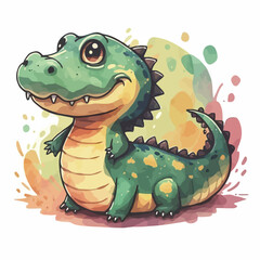 Obraz premium Vector image of cute crocodile.