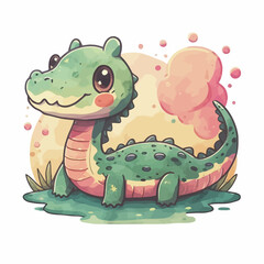 Vector image of cute crocodile.