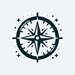 Flat compass icon in white background