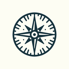 Fototapeta premium Flat compass icon in white background