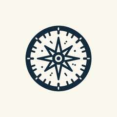 Flat compass icon in white background