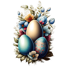 Yellow and blue easter eggs art 