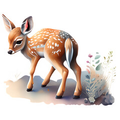 Deer illustration with flowers 