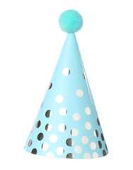 One blue party hat isolated on white