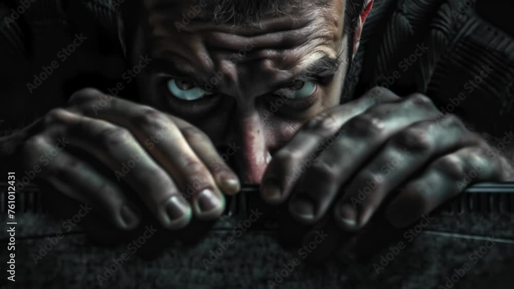 Poster a programmers hands gripping the edge of their chair their gaze fixed intensely on the coding challe