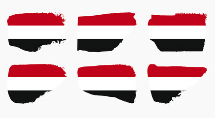 Yemen flag with watercolor paint brush strokes grunge texture design. Grunge brush stroke effect