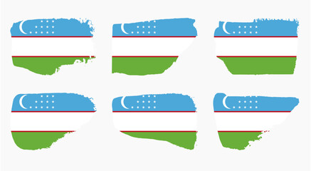 Uzbekistan flag with watercolor paint brush strokes grunge texture design. Grunge brush stroke effect
