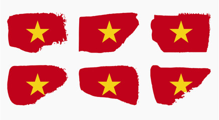 Vietnam flag with watercolor paint brush strokes grunge texture design. Grunge brush stroke effect