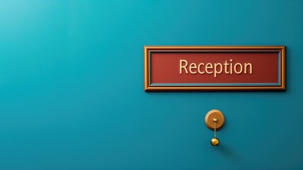 A polished reception sign at a classic hotel, evoking a sense of welcome and professionalism