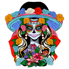 La Catrina is the icon of Day of the Dead vector illustration 