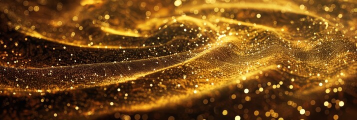 Golden glowing swirls dark background abstract