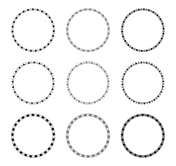 手書きのシンプルな模様の円形フレームセット、装飾フレーム